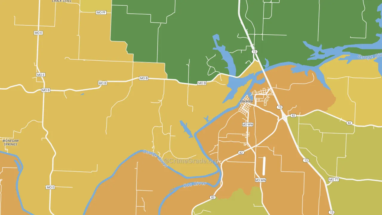 Vista, MO Map of Burglary Rates