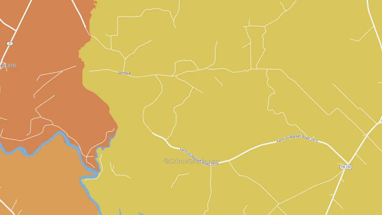 Vistula, TX Map of Burglary Rates