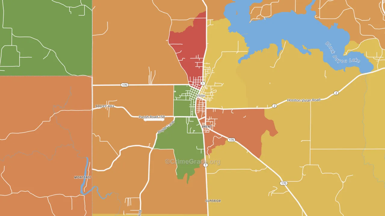 Vivian, LA Map of Burglary Rates