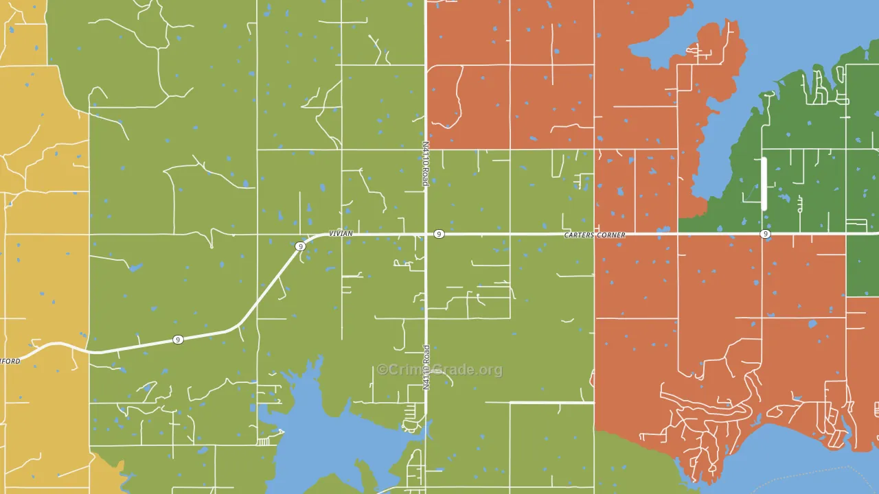 Vivian, OK Map of Burglary Rates