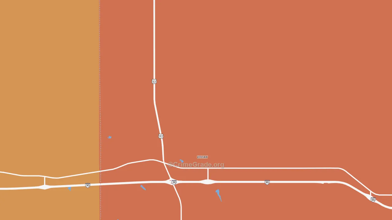 Vivian, SD Map of Burglary Rates