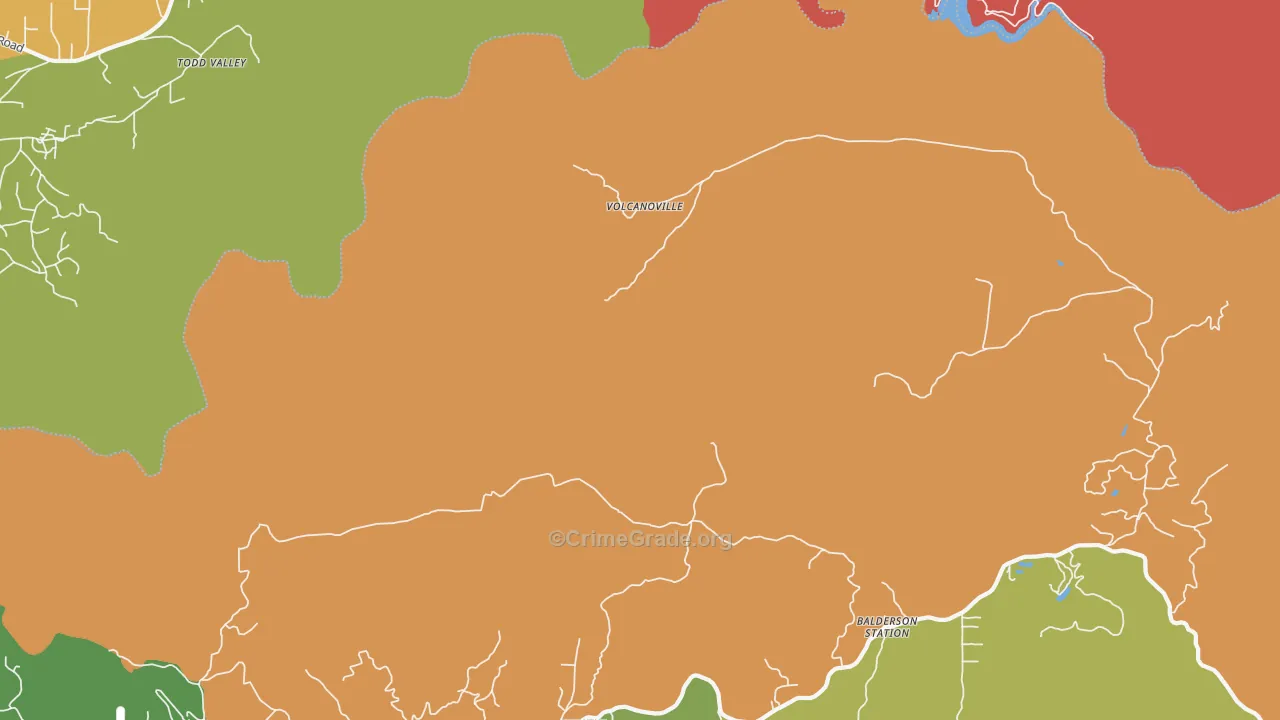 Volcanoville, CA Map of Burglary Rates