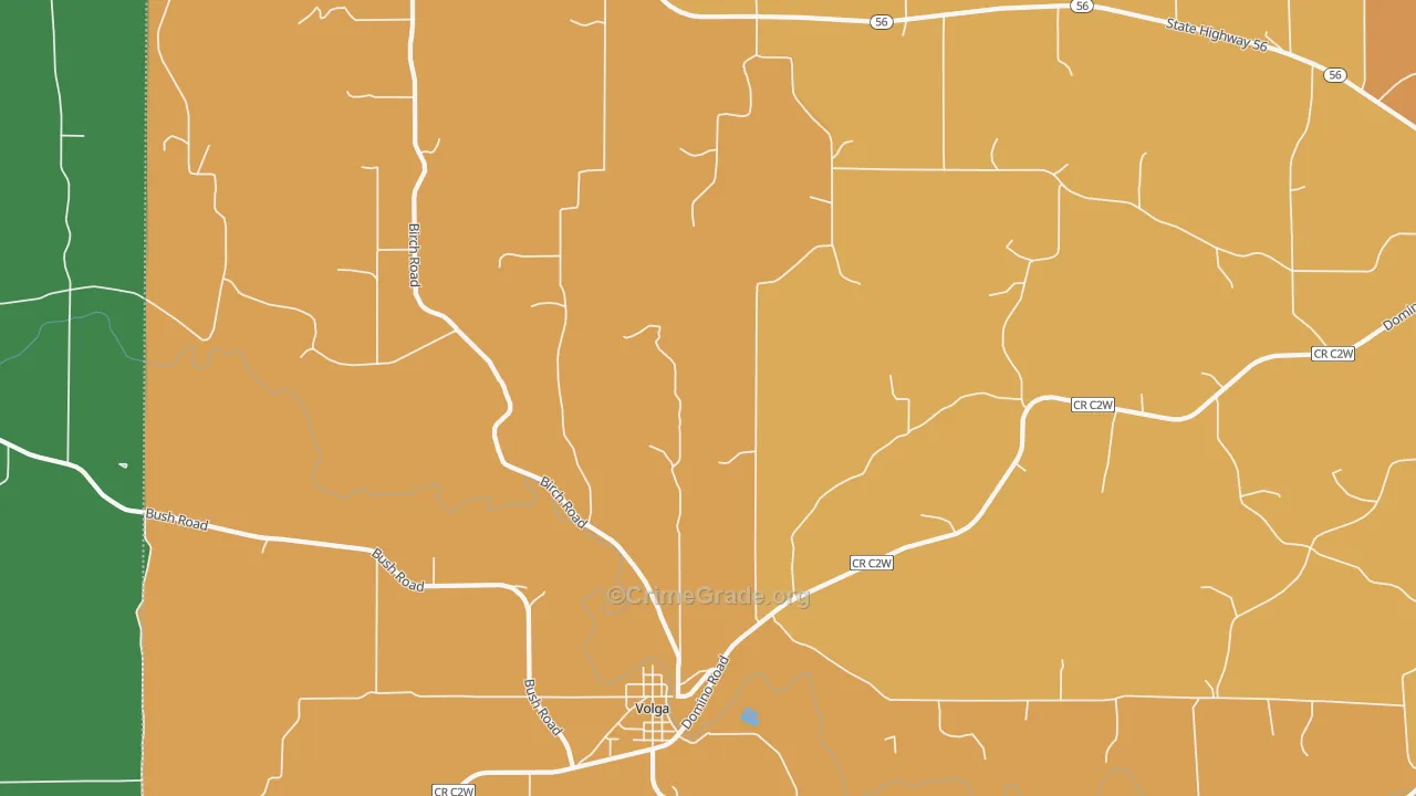 Volga, IA Map of Burglary Rates