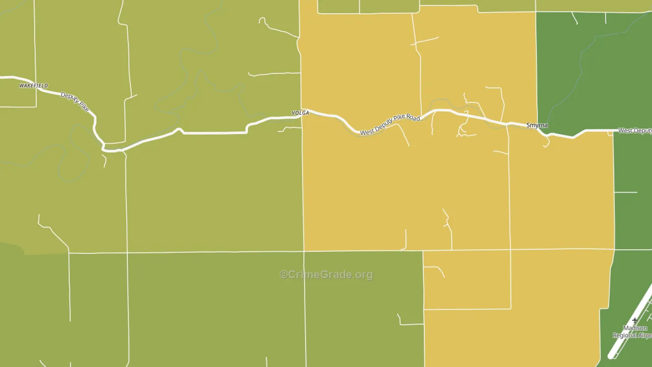 Volga, IN Map of Burglary Rates