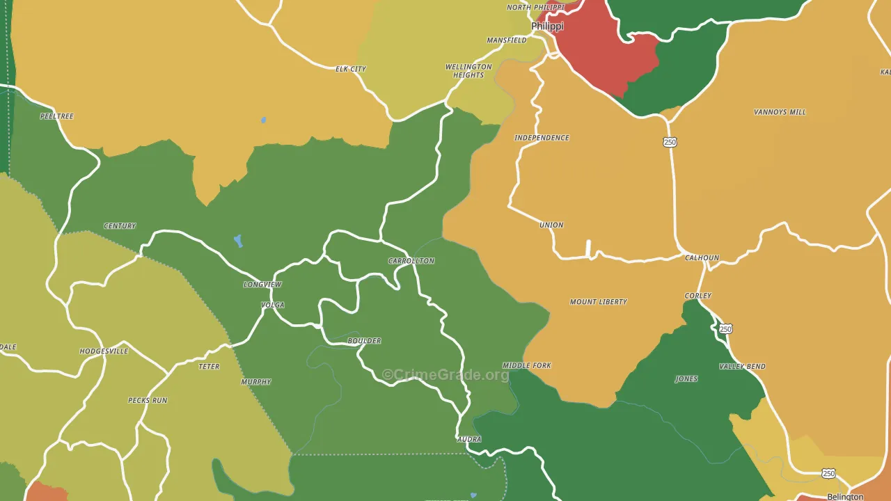 Volga, WV Map of Burglary Rates