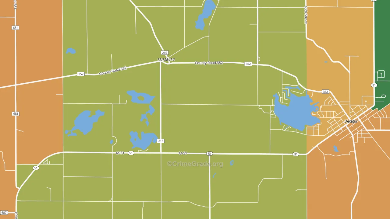 Volinia, MI Map of Burglary Rates