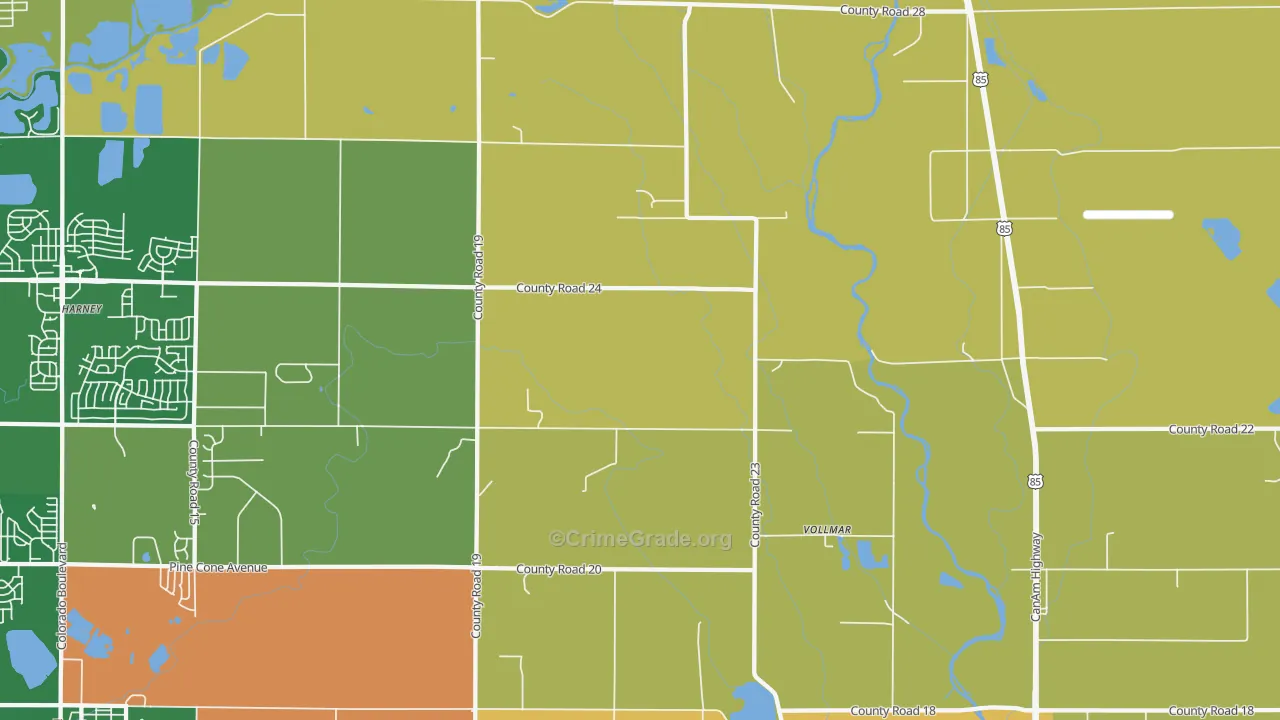 Vollmar, CO Map of Burglary Rates
