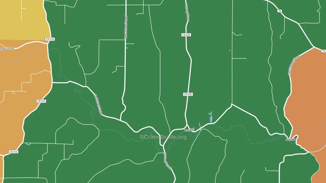 Volney, IA Map of Burglary Rates