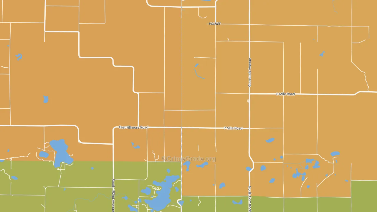 Volney, MI Map of Burglary Rates