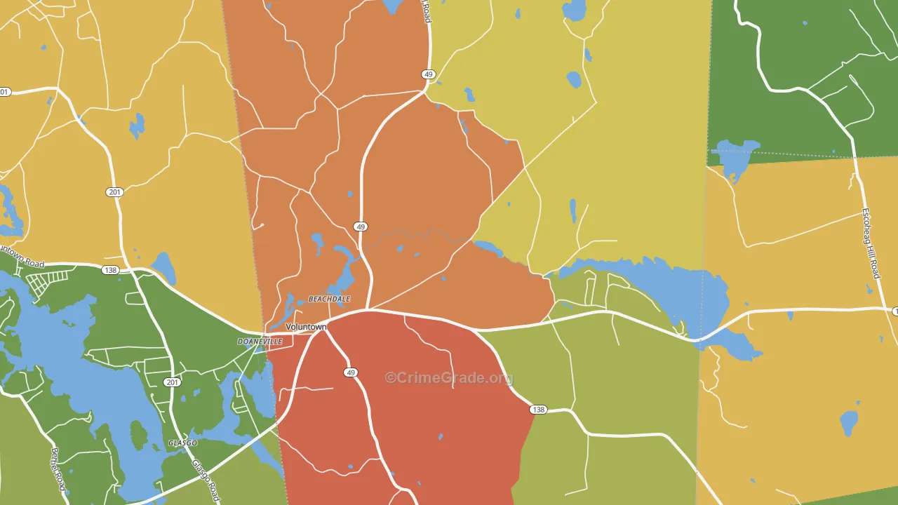 Voluntown, CT Map of Burglary Rates