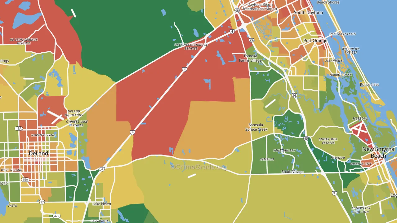 Volusia County, FL Map of Burglary Rates