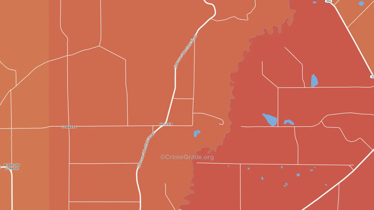 Volusia, NY Map of Burglary Rates