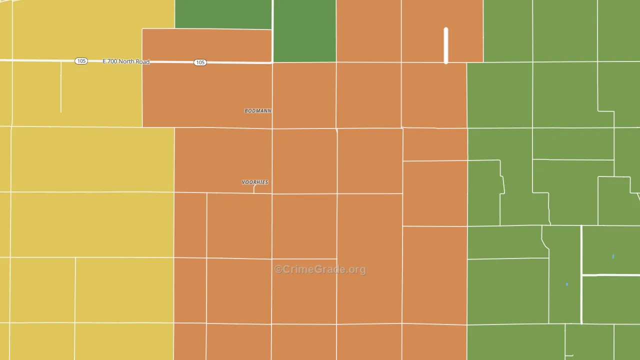 Voorhies, IL Map of Burglary Rates
