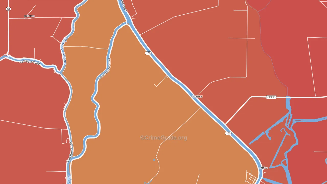 Vorden, CA Map of Burglary Rates