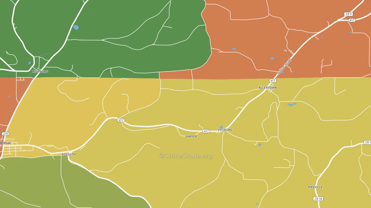 Vosburg, NY Map of Burglary Rates