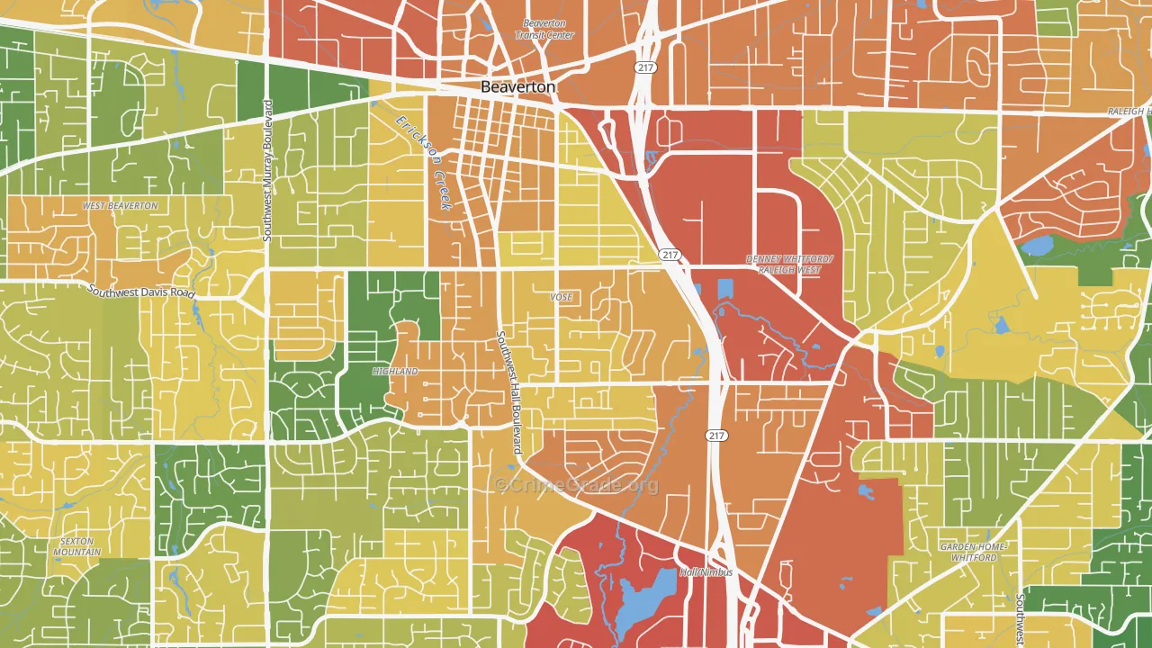Vose, Beaverton, OR Map of Burglary Rates