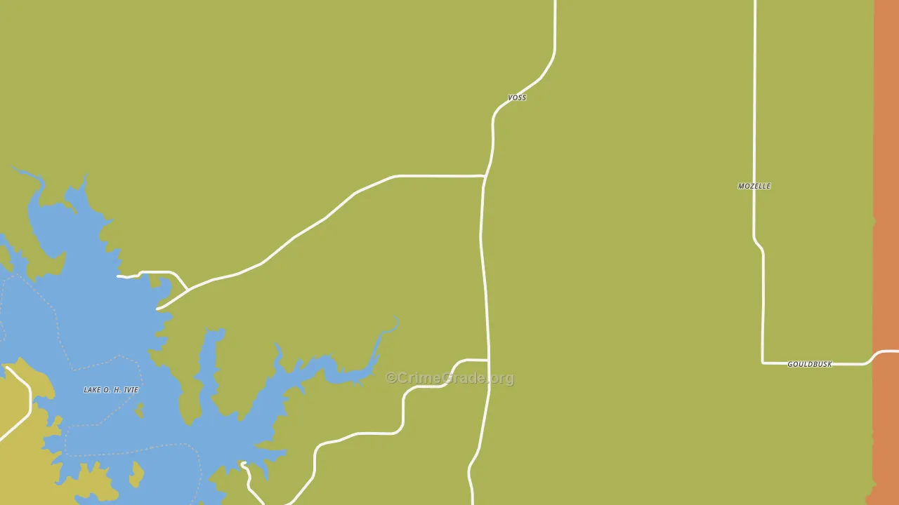Voss, TX Map of Burglary Rates