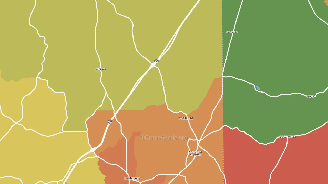 Vossburg, MS Map of Burglary Rates
