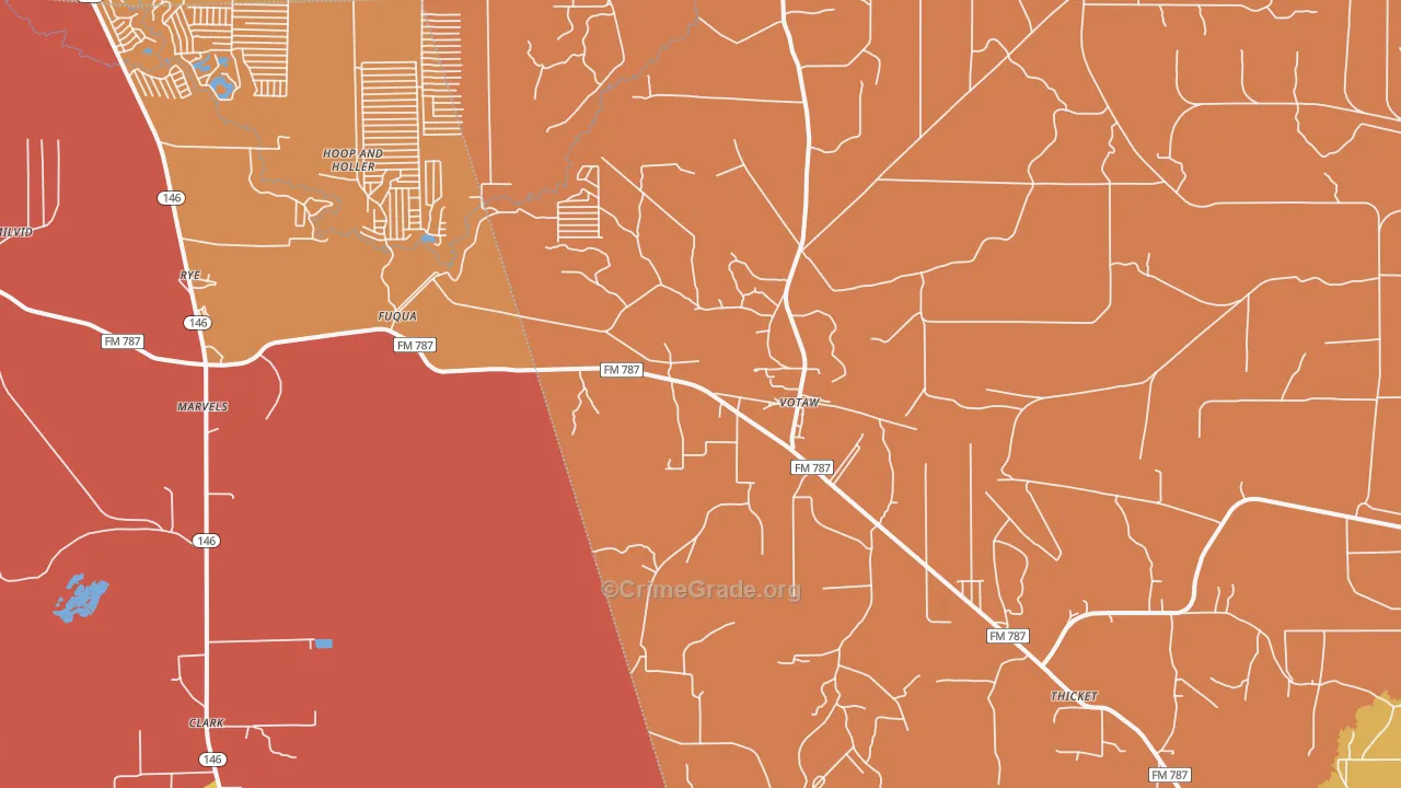 Votaw, TX Map of Burglary Rates