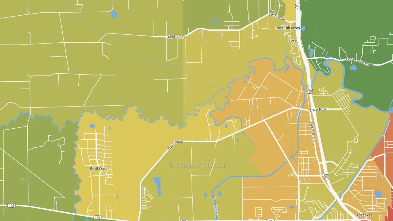 Voth, TX Map of Burglary Rates