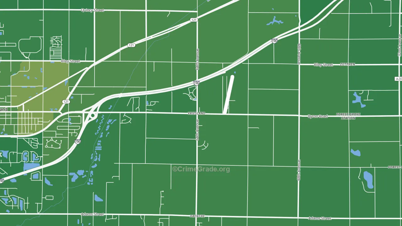 Vriesland, MI Map of Burglary Rates