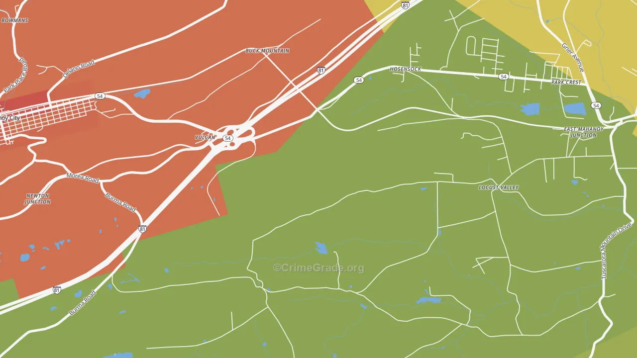 Vulcan, PA Map of Burglary Rates