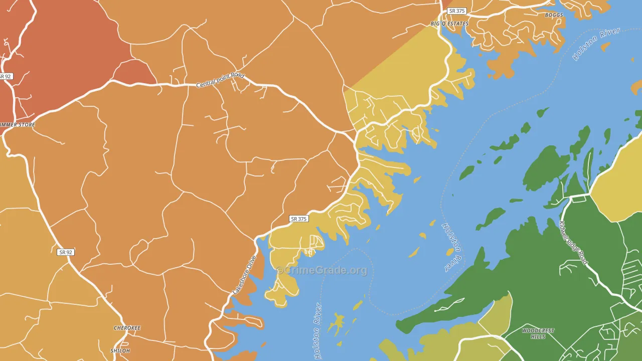 Wa-Ni Village, TN Map of Burglary Rates