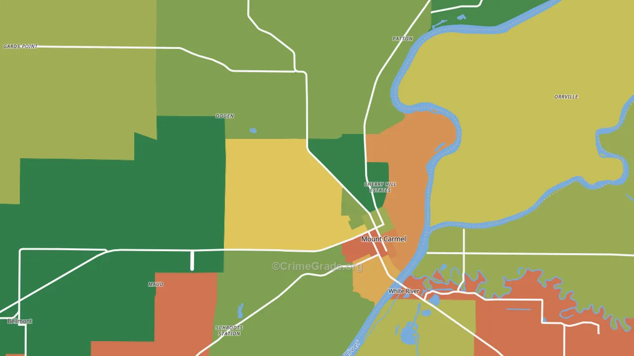 Wabash County, IL Map of Burglary Rates