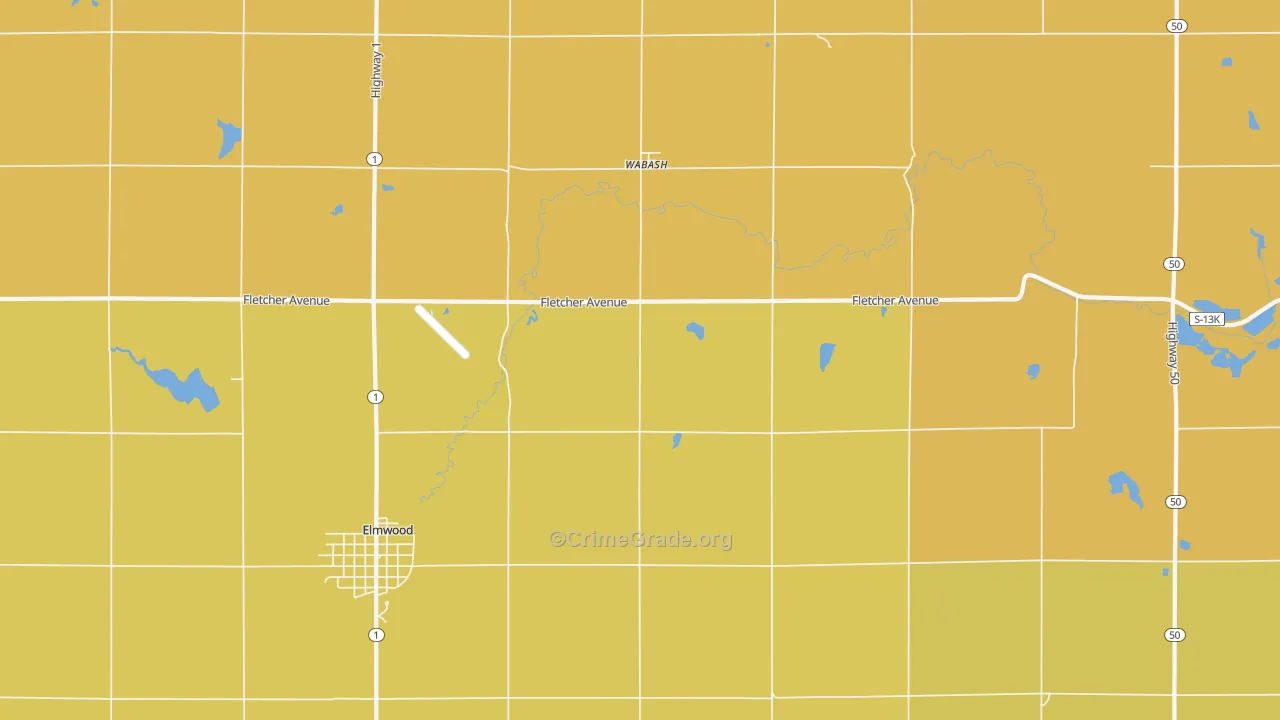 Wabash, NE Map of Burglary Rates