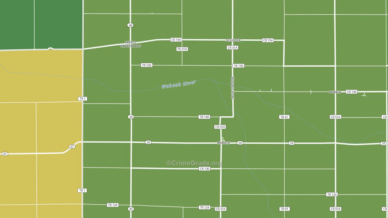 Wabash, OH Map of Burglary Rates