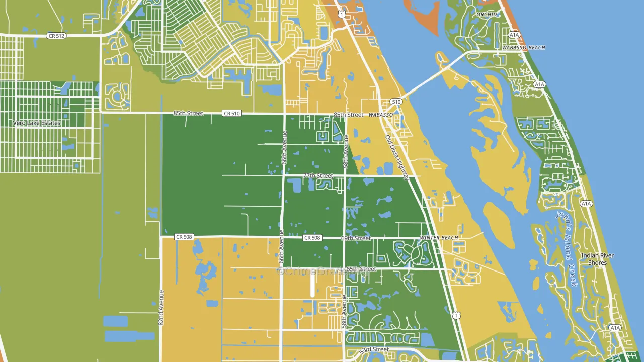 Wabasso, FL Map of Burglary Rates