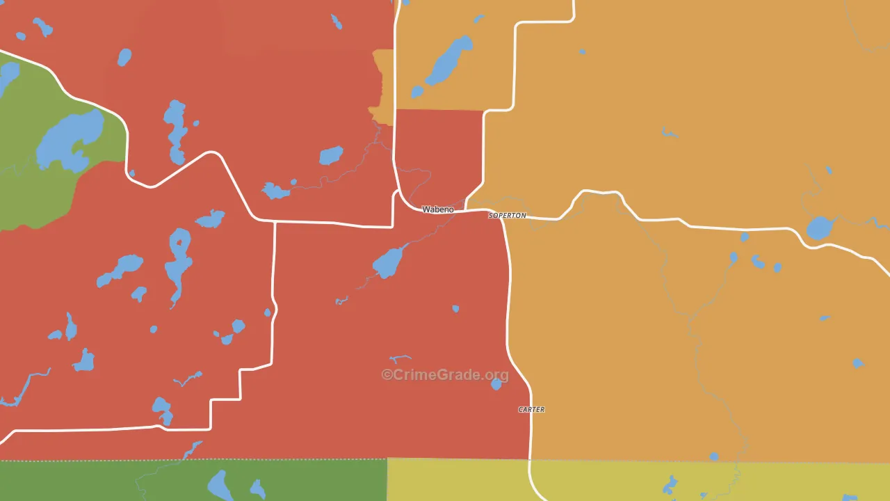 Wabeno, WI Map of Burglary Rates