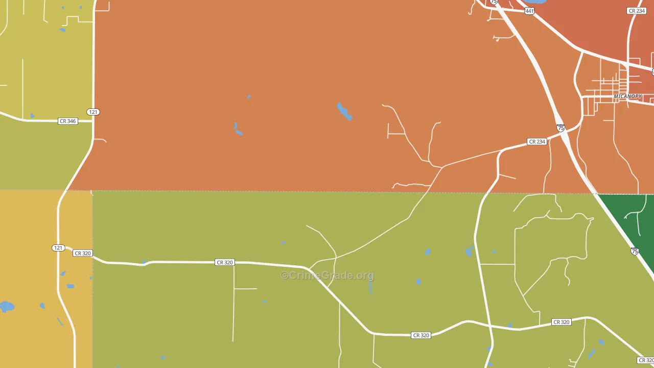 Wacahoota, FL Map of Burglary Rates