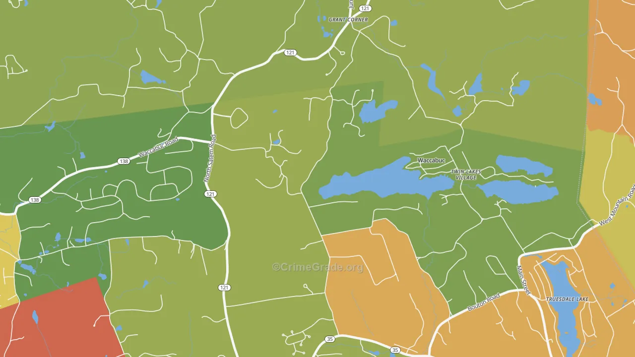 Waccabuc, NY Map of Burglary Rates