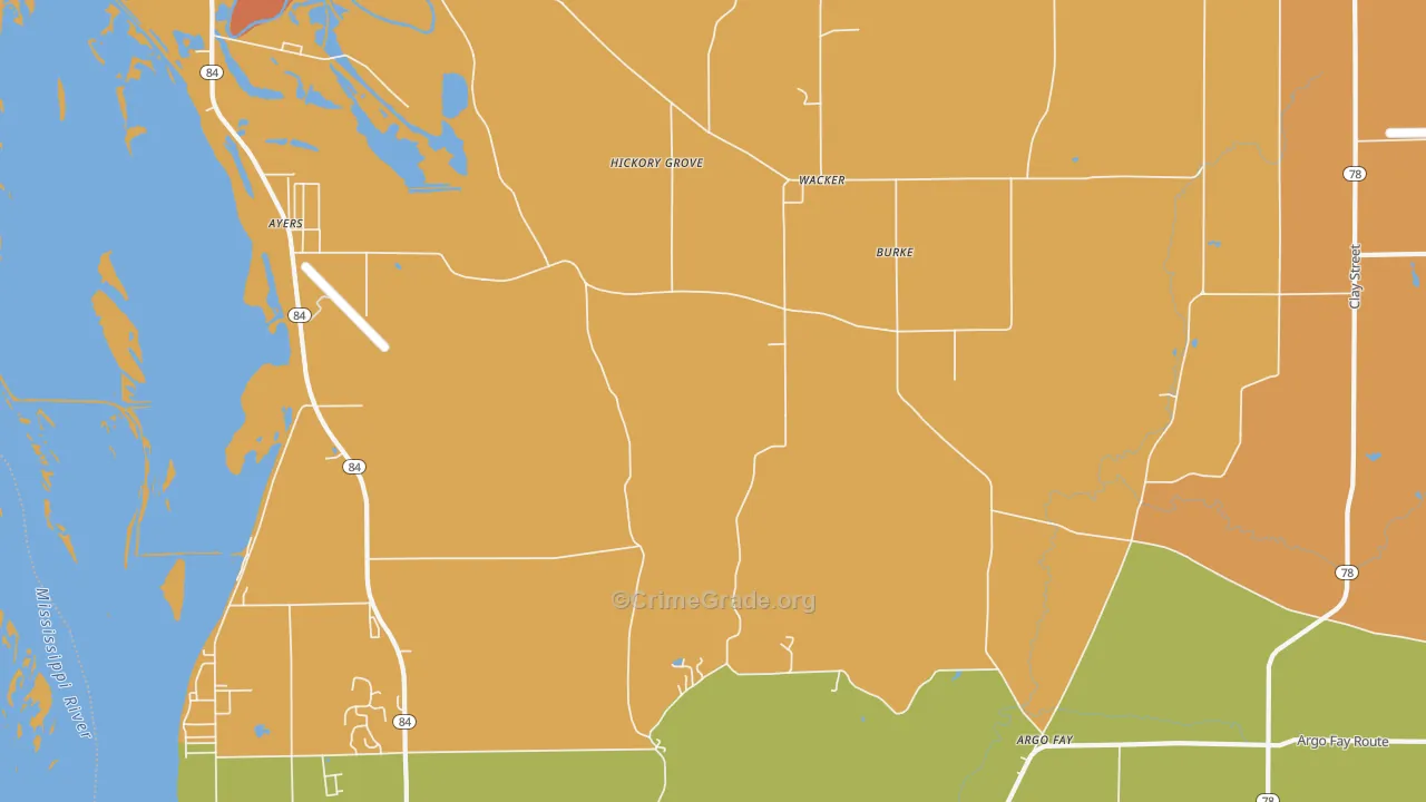 Wacker, IL Map of Burglary Rates