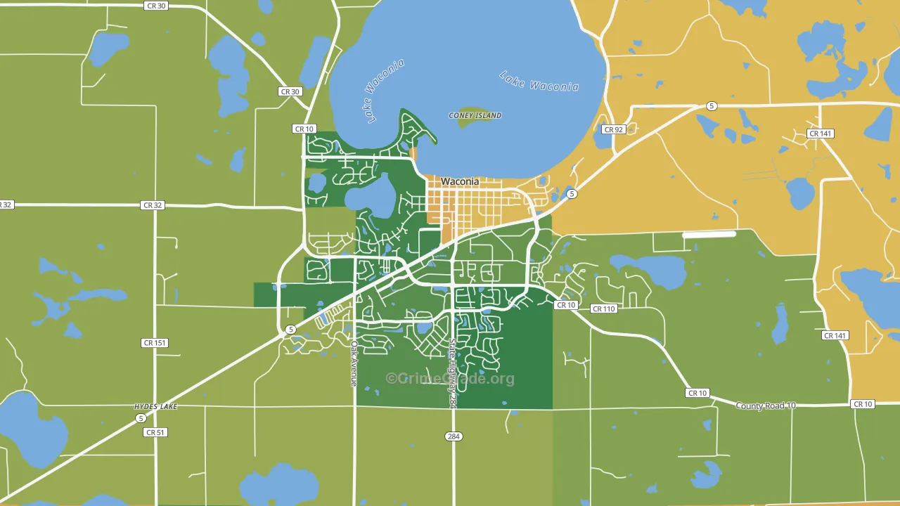 Waconia, MN Map of Burglary Rates