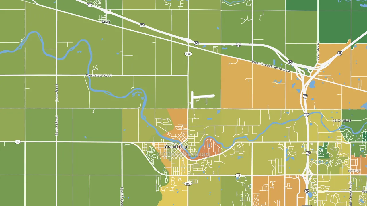 Wacousta, MI Map of Burglary Rates