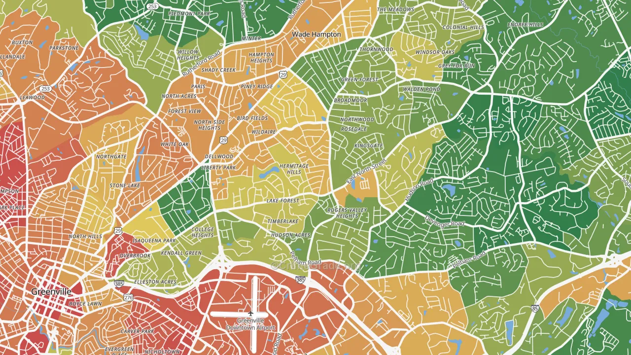 Wade Hampton, SC Map of Burglary Rates