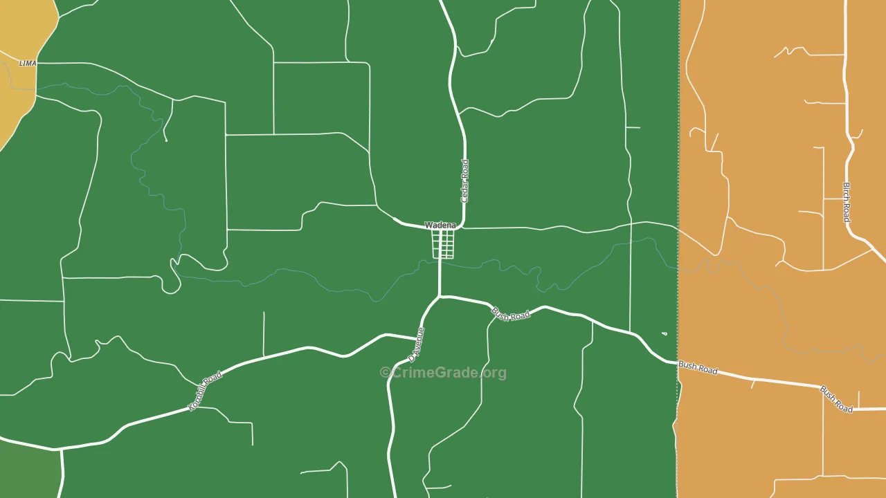 Wadena, IA Map of Burglary Rates