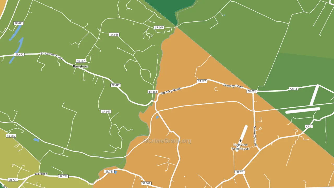 Wadesville, VA Map of Burglary Rates