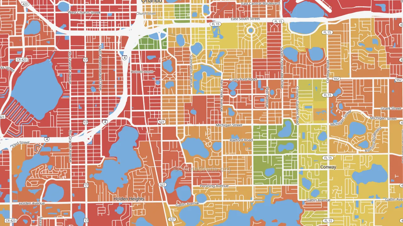 Wadeview Park, Orlando, FL Map of Burglary Rates
