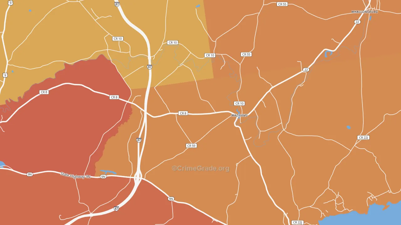 Wadhams, NY Map of Burglary Rates