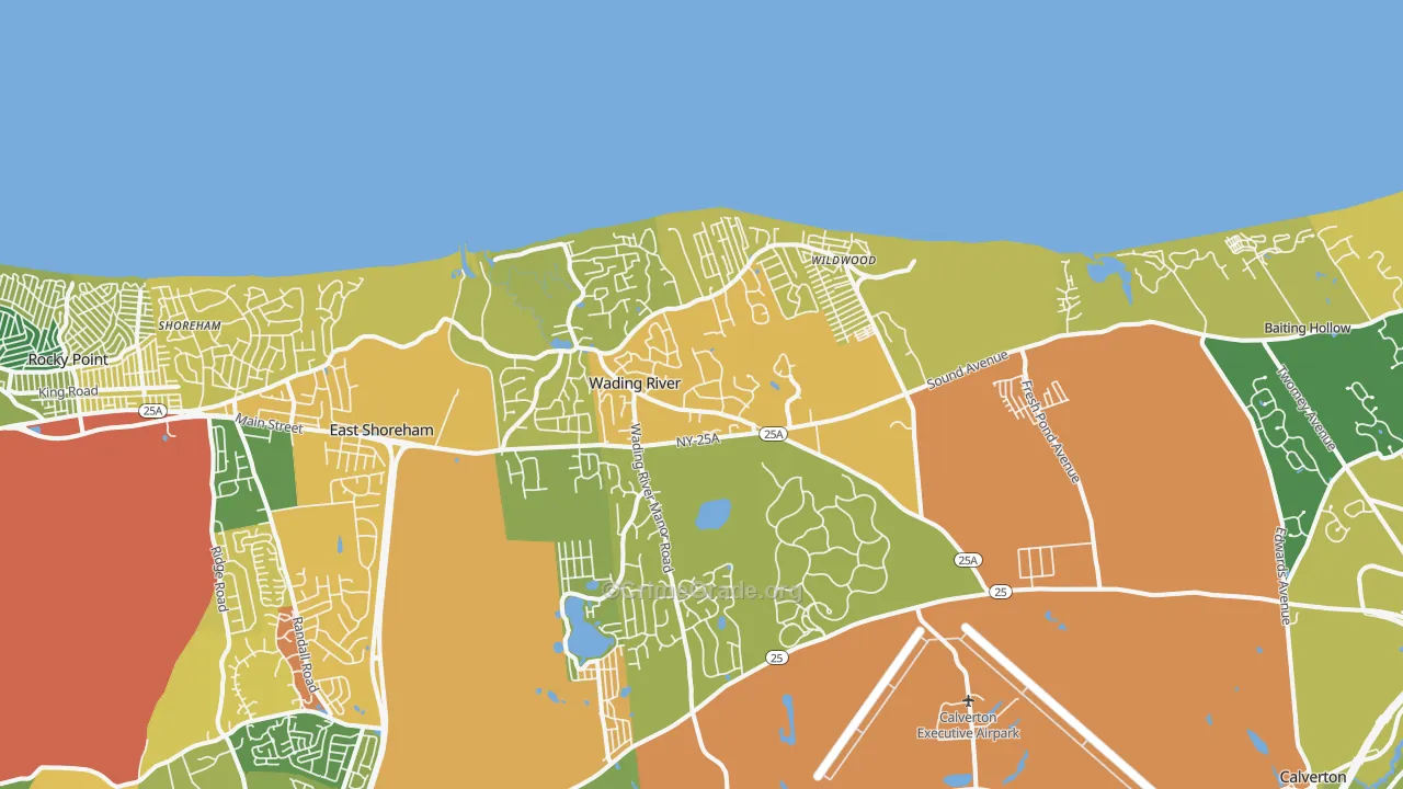 Wading River, NY Map of Burglary Rates