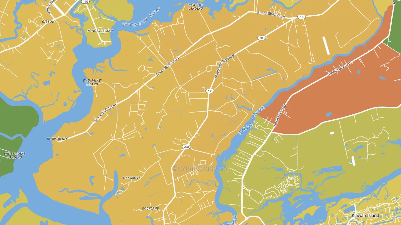 Wadmalaw Island, SC Map of Burglary Rates