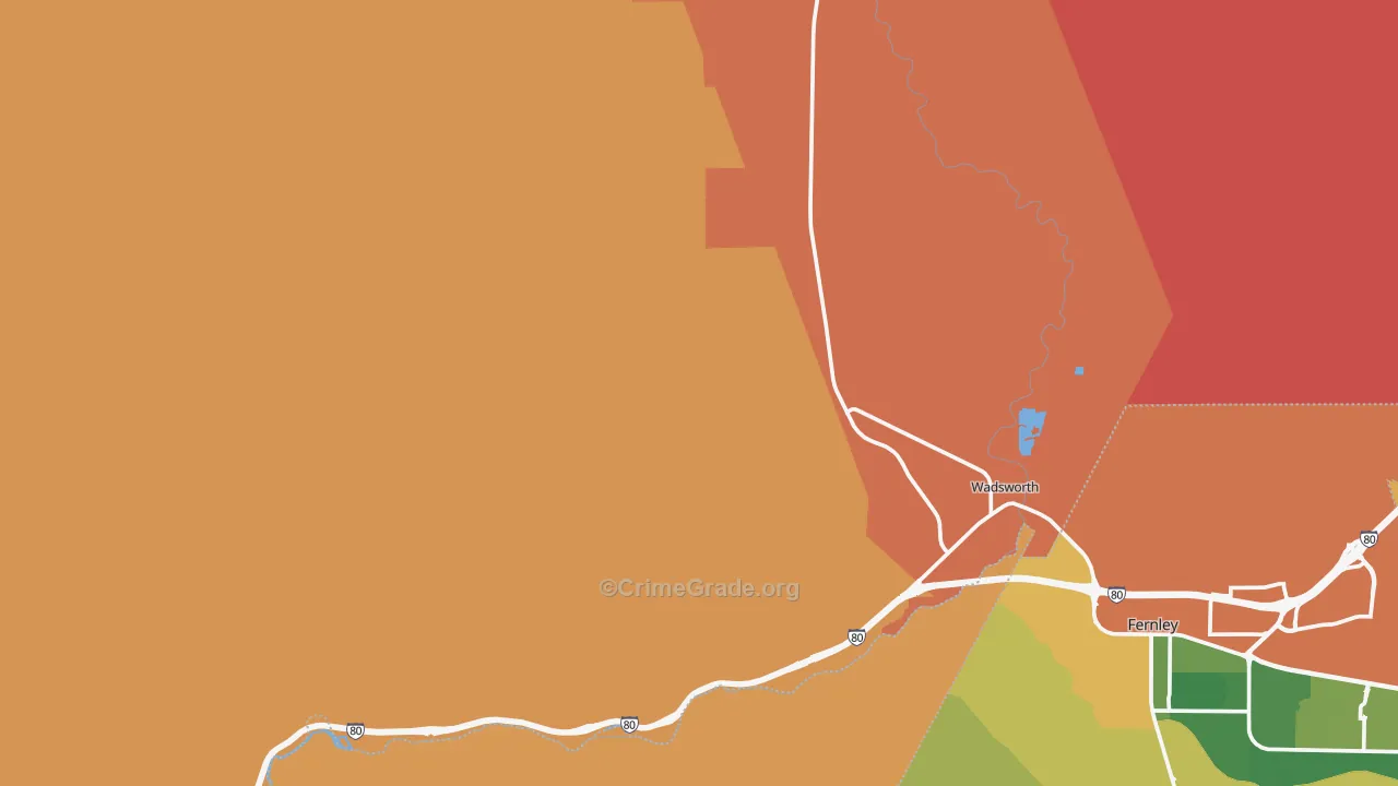 Wadsworth, NV Map of Burglary Rates