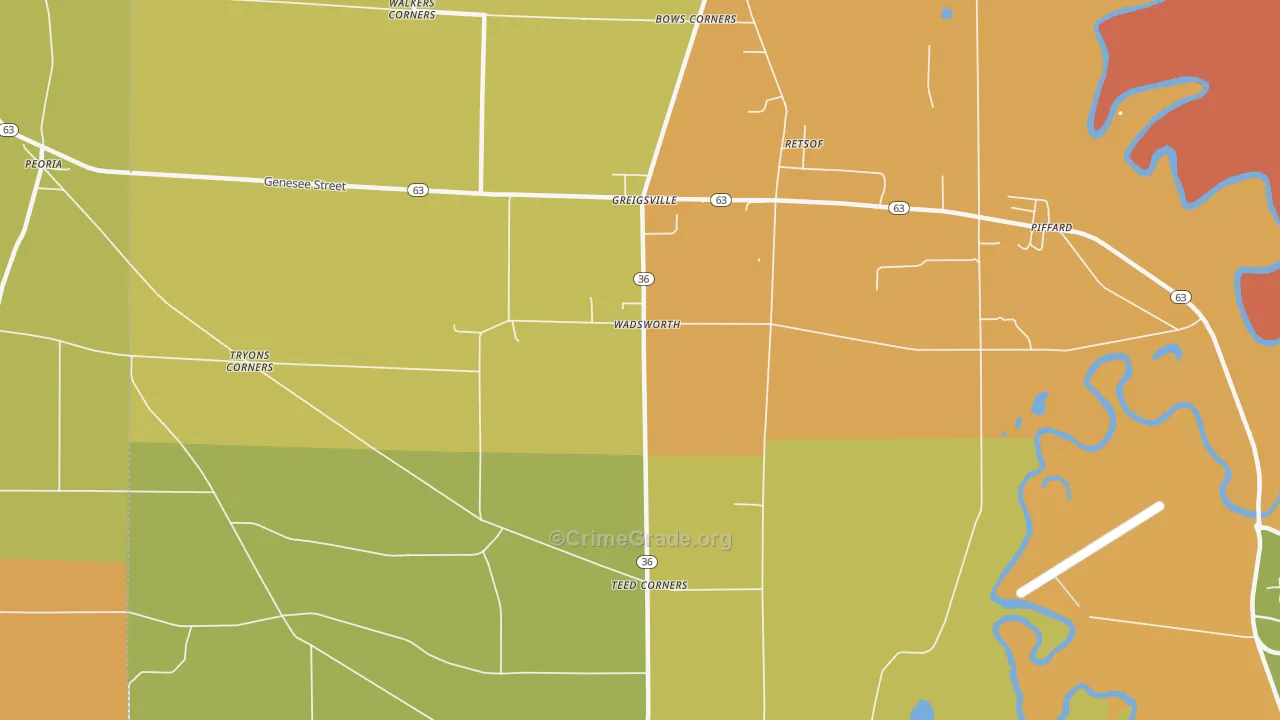 Wadsworth, NY Map of Burglary Rates