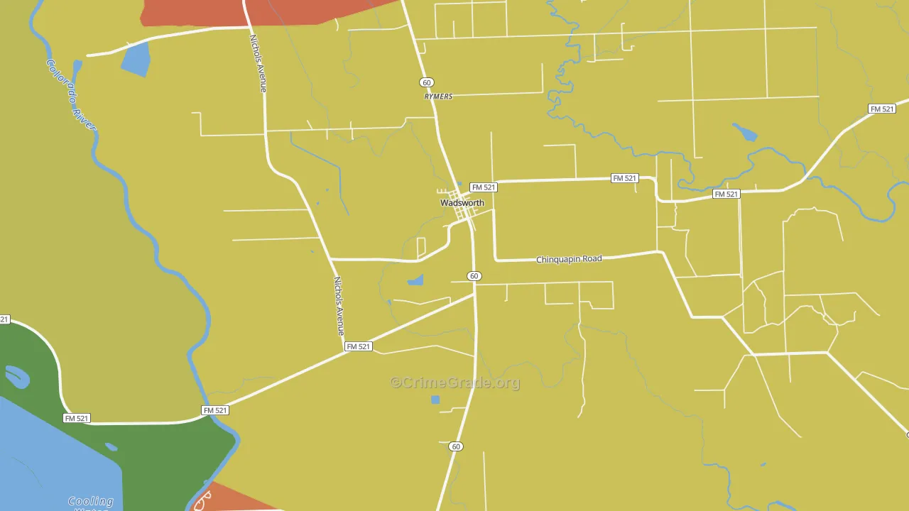 Wadsworth, TX Map of Burglary Rates