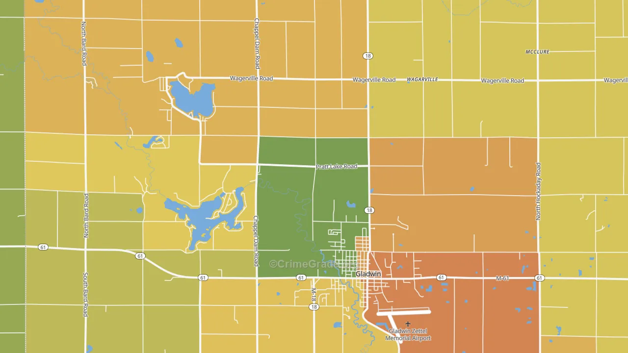 Wagarville, MI Map of Burglary Rates