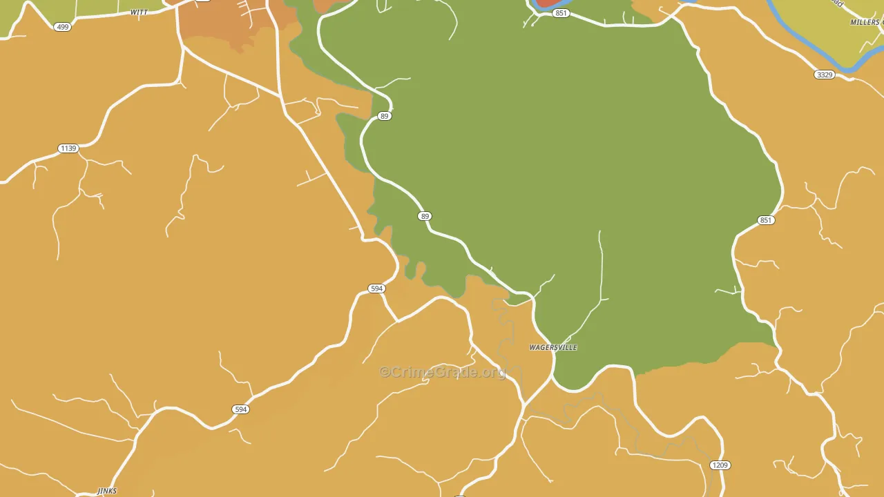 Wagersville, KY Map of Burglary Rates