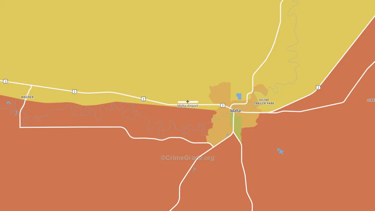 Wagner, MT Map of Burglary Rates